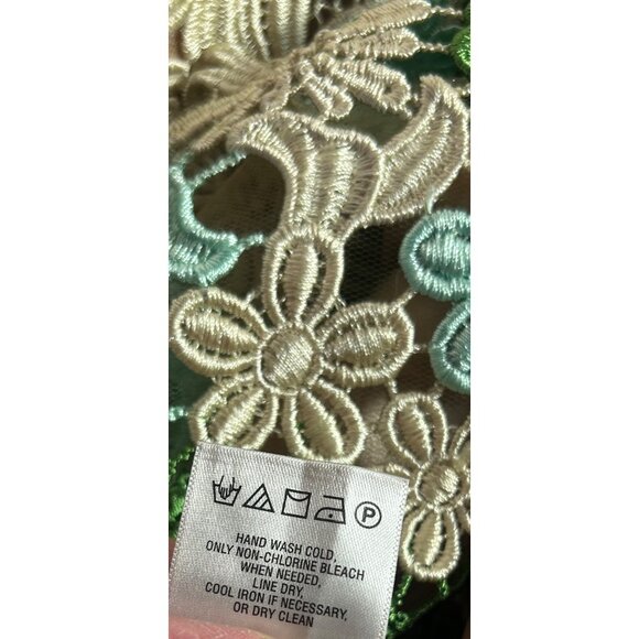 Anthropologie Sz 2 Dress Emerald Green Applique Floral Sleeveless Midi Dress - Picture 8 of 10